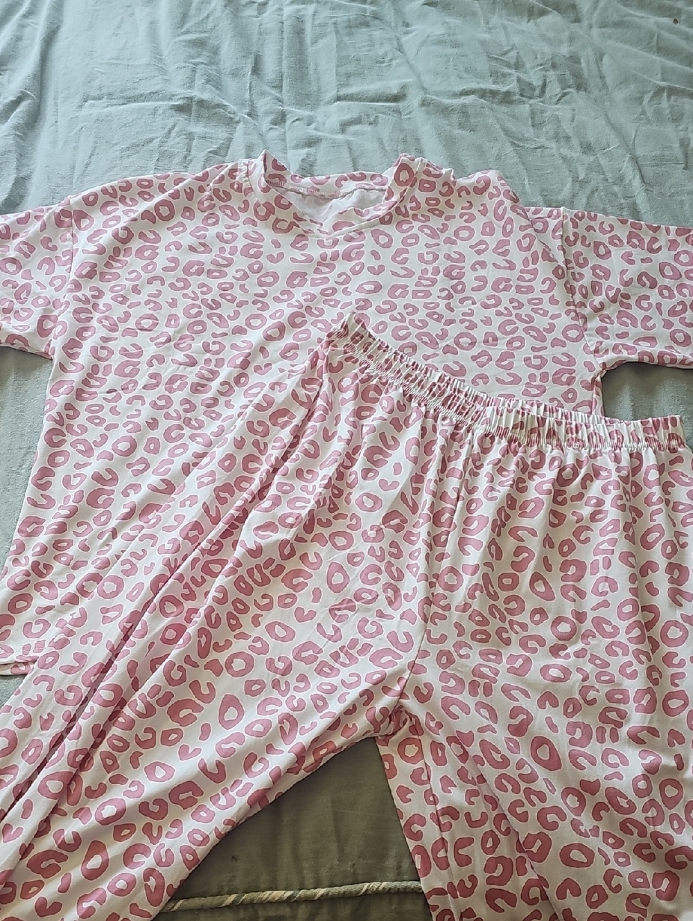Pink Leopard Print Womens Pajama Set